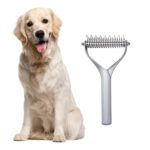 Peine para mascotas, aleación de Zinc, peine de depilación de belleza para limpieza de perros y gatos de doble cara, Zinc Alloy Silver Large - Imagen 2
