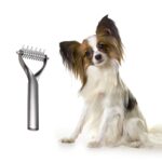 Peine para mascotas, aleación de Zinc, peine de depilación de belleza para limpieza de perros y gatos de doble cara, Zinc Alloy Black Small - Imagen 2