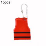 15 PCS Estilo de chaleco Colgante reflectante Advertencia nocturna Destacado Llavero reflectante Entrega de color aleatorio, Vest Style Keychain