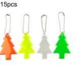 15 UNIDS Árbol de Navidad Estilo PVC Colgante Reflectante Seguridad de Tráfico Nocturno al Aire Libre Llavero Reflectante Color Aleatorio Entrega, Christmas Tree Style Keychain