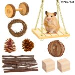 Hámster juguete mascota conejo conejillo de indias loro jugar moler juguetes de madera, 9 PCS / Set