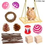 Hámster juguete mascota conejo conejillo de indias loro jugar moler juguetes de madera, 11 PCS / Set