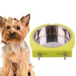 Cuenco colgante de acero inoxidable para mascotas, comedero antivuelco para perros y gatos, Large (Pink)