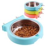 Cuenco colgante de acero inoxidable para mascotas, comedero antivuelco para perros y gatos, Large (Pink) - Imagen 2