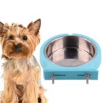 Cuenco colgante de acero inoxidable para mascotas, comedero antivuelco para perros y gatos, Large (Green)