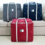 Weekeight, 2 uds., bolsa de almacenamiento para edredón, bolsa organizadora de equipaje móvil para el hogar, Navy Small - Imagen 2