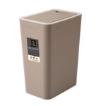 Bote de basura de plástico de clasificación cubierto para sala de estar, tipo prensa rectangular para el hogar, 12 litros, con borde de cubierta