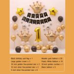 Juego de banderas para tirar de globos de fiesta de cumpleaños de oro negro - Imagen 2