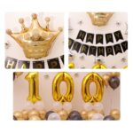 Juego de banderas para tirar de globos de fiesta de cumpleaños de oro negro - Imagen 3