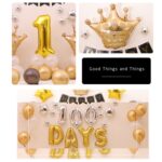 Juego de banderas para tirar de globos de fiesta de cumpleaños de oro negro - Imagen 4