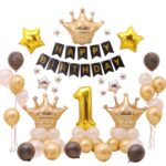 Juego de banderas para tirar de globos de fiesta de cumpleaños de oro negro - Imagen 5
