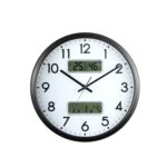 Reloj de pared con pantalla LED de pantalla dual de 13 pulgadas Reloj multifunción con calendario de temperatura y humedad de la sala de estar, Dual-screen LED Display Wall Clock