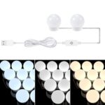 Espejo de temperatura de 3 colores Lámpara frontal USB Baño simple Maquillaje Bombillas, 2 LEDs
