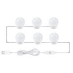 Espejo de temperatura de 3 colores Lámpara frontal USB Baño simple Maquillaje Bombillas, 6 LEDs - Imagen 2