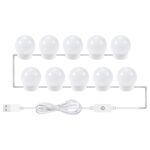 Espejo de temperatura de 3 colores Lámpara frontal USB Baño simple Maquillaje Bombillas, 10 LEDs - Imagen 2