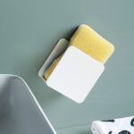 Estante de esponja para fregadero de cocina, estante de drenaje para estropajo montado en la pared, Sink Sponge Rack(White)