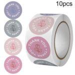 10 PCS Rose Flower Thank You Sticker Caja de regalo Etiqueta de sellado, 25mm 500 / Rolls