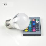 Bombilla LED RGB de 3W Lámpara mágica de noche de 16 colores Luz de escenario regulable con control remoto de 24 teclas, E27 3W, E14 3W - Imagen 3
