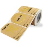 2 rollos de papel Kraft, gracias, pegatina de estampado en caliente, etiqueta decorativa para envolver regalos, K-74 Sticker - Imagen 2