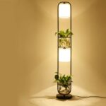 Planta de decoración moderna Lámpara de pie de flores Pantalla de tela Soporte de estudio de vidrio Luz de piso, enchufe de EE. UU.