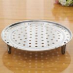 Rejilla al vapor para bollos al vapor de tres patas multifuncional de acero inoxidable de 2 piezas, 24cm