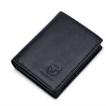 BUFF CAPTAIN 027 Cartera corta antirrobo para hombre Cartera gruesa de varias tarjetas de cuero, Black
