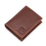 BUFF CAPTAIN 027 Cartera corta antirrobo para hombre Cartera gruesa de varias tarjetas de cuero, Brown