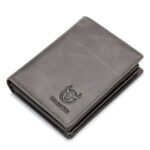 BUFF CAPTAIN 027 Cartera corta antirrobo para hombre Cartera gruesa de varias tarjetas de cuero, Luxurious Ash