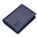BUFF CAPTAIN 027 Cartera corta antirrobo para hombre Cartera gruesa de varias tarjetas de cuero, Blue