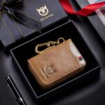 BUFF CAPTAIN 474 Monedero de cuero multifuncional Hombre Colgando Cintura Puerta Anti-Brush Key Bag, Yellow Brown Gift Box
