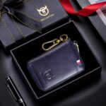 BUFF CAPTAIN 474 Monedero de cuero multifuncional Hombre Colgando Cintura Puerta Anti-Brush Key Bag, Blue Gift Box