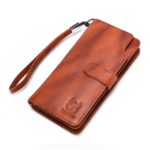 BULL CAPTAIN 028 Cartera Hombre Piel Hebilla Larga Cartera Retro Multifunción Piel Vaca