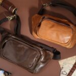 6364 Hombres Casual Messenger Chest Bag Retro Leather Multifuncional Riñonera, 6364 Cofffee, 6364 Brown - Imagen 2