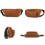 6364 Hombres Casual Messenger Chest Bag Retro Leather Multifuncional Riñonera, 6364 Cofffee, 6364 Brown - Imagen 3