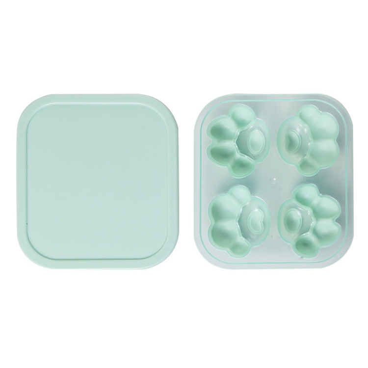 TBD058464101C.jpg Caja de hielo de silicona creativa con forma de pata de gato para el hogar, molde para cubitos de hielo, caja de complemento alimenticio DIY para Hockey sobre hielo con tapa, Cat Paw Shape(Vegetation Green) - Imagen 1