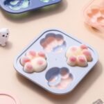 Caja de hielo de silicona creativa con forma de pata de gato para el hogar, molde para cubitos de hielo, caja de complemento alimenticio DIY para Hockey sobre hielo con tapa, Cat Paw Shape(Vegetation Green) - Imagen 4