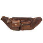 6375 Bolso de pecho informal para hombre Bolso de cintura para teléfono móvil cruzado de cuero