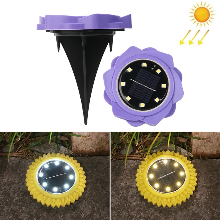 TBD0585605802.jpg 2 PCS 8 LED Pétalos solares Lámpara enterrada Luz de césped de jardín impermeable, Especificación:, Purple Lily (Warm Light) - Imagen 1