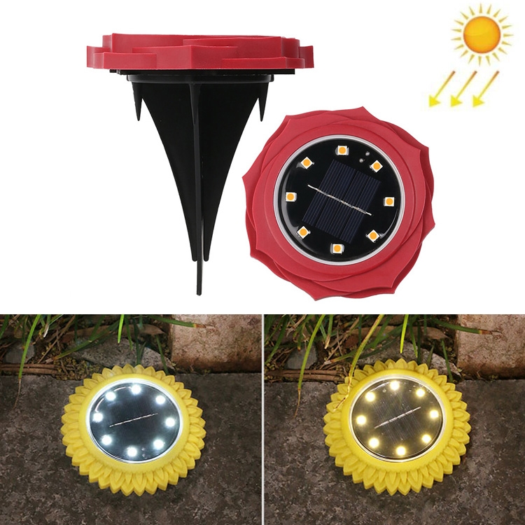 TBD0585605805.jpg 2 PCS 8 LED Pétalos solares Lámpara enterrada Luz de césped de jardín impermeable, Especificación:, Red Rose (Warm Light) - Imagen 1
