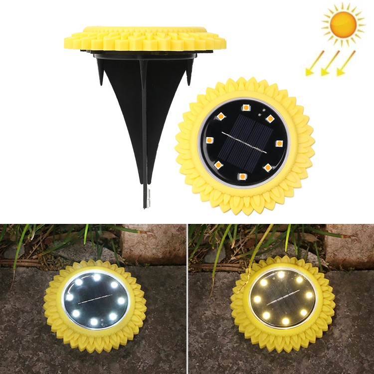 TBD0585605807.jpg 2 PCS 8 LED Pétalos solares Lámpara enterrada Luz de césped de jardín impermeable, Especificación:, Sunflower (White Light) - Imagen 1