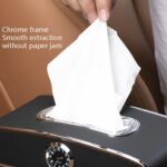 Caja de pañuelos para reloj de automóvil Caja de toallas de papel para mesa de instrumentos de vehículos multifunción, estilo:, With Clock (Black) - Imagen 4