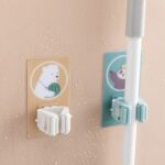 Soporte para fregona y escoba de 5 uds. Gancho fuerte para fregona sin perforaciones y sin costuras - Imagen 3