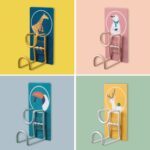 Gancho de lavabo no perforado para baño doméstico JM028, 5 uds., tabla de cortar de cocina, estante de almacenamiento colgante sin costuras, 5 PCS Little Sea Leopard - Imagen 2