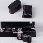 Caja de reloj de cuero de PU de fibra de carbono Caja de almacenamiento de joyería Caja de embalaje, estilo:, 6 Watch Positions - Imagen 4