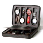 Caja de exhibición de almacenamiento de reloj de bolsa de reloj con cremallera de fibra de carbono de cuero PU, estilo:, 08 Watch Position Carbon Fiber