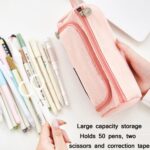 Angoo Estuche de lápices de gran capacidad Bolsa de papelería de lona linda, Black White In The Palm, Fairy Plaid, Pink, Ink, Moon White, Qingtian, Begonia, Scottish Plaid, Gentle Breeze, Daisy, Dawn, Cherry Pink, Blue Gray, Ink Painting, Blue Sea Lege... - Imagen 5