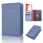 2 PCS MS101 Esmerilado PU Multi-Tarjeta Pasaporte Titular de la tarjeta de pasaporte de viaje en el extranjero, Blue - Imagen 2