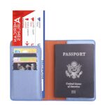 2 PCS MS101 Esmerilado PU Multi-Tarjeta Pasaporte Titular de la tarjeta de pasaporte de viaje en el extranjero, Blue - Imagen 3