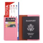 2 PCS MS101 Esmerilado PU Multi-Tarjeta Pasaporte Titular de la tarjeta de pasaporte de viaje en el extranjero, Pink - Imagen 3
