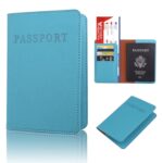 2 PCS MS101 Esmerilado PU Multi-Tarjeta Pasaporte Titular de la tarjeta de pasaporte de viaje en el extranjero, Sky Blue - Imagen 2